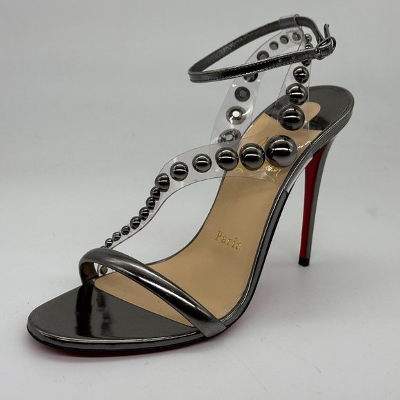 Christian Louboutin CORINETTA 100 Studded PVC Strap SandalS Heels Shoes $845 - Picture 5 of 14